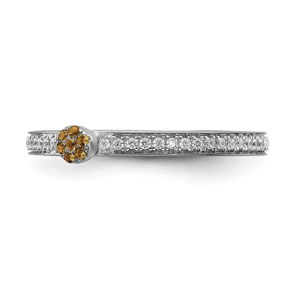 Stackable Expressions Jewelry 14k White Gold Stackable Expressions Citrine and Diamond Ring | SK2086