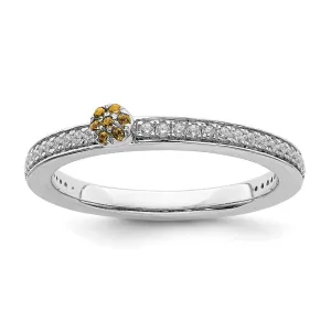 Stackable Expressions Jewelry 14k White Gold Stackable Expressions Citrine and Diamond Ring | SK2086