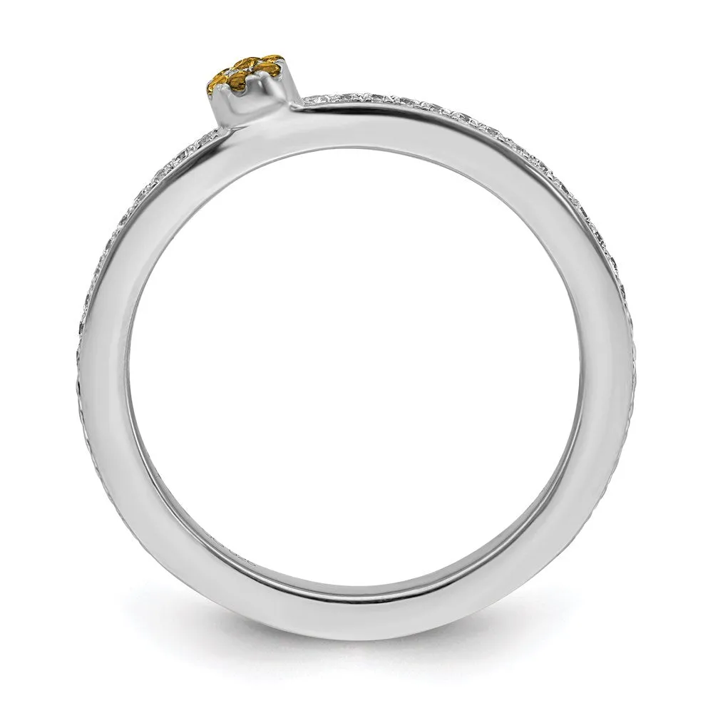 Stackable Expressions Jewelry 14k White Gold Stackable Expressions Citrine and Diamond Ring | SK2086
