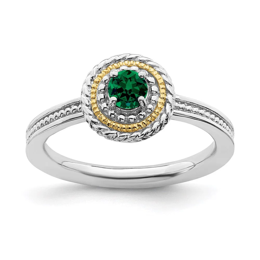 Stackable Expressions Jewelry Sterling Silver & 14k Stackable Expressions Created Emerald Ring | QSK918
