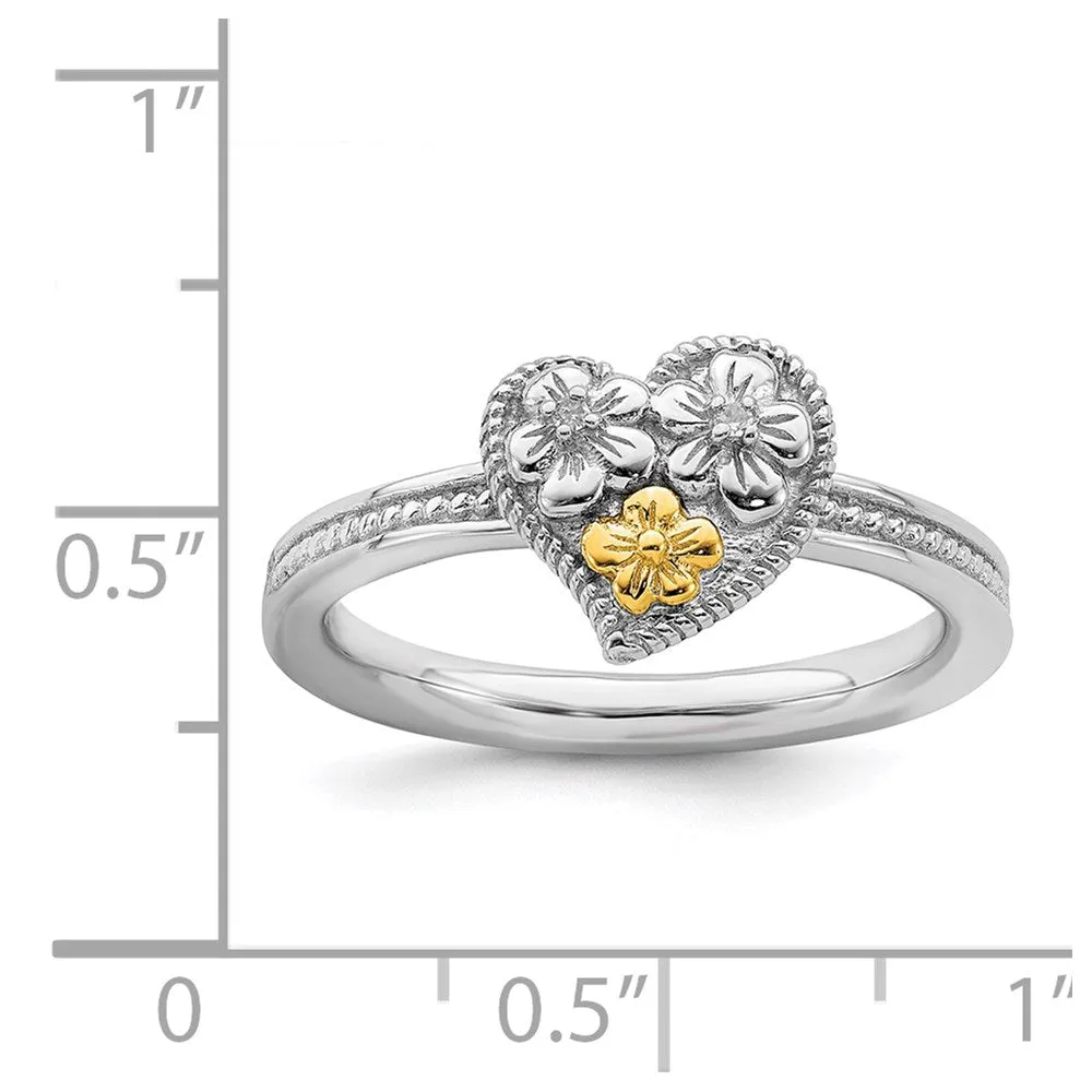 Stackable Expressions Jewelry Sterling Silver & 14k Stackable Expressions Diamond Heart Ring | QSK911