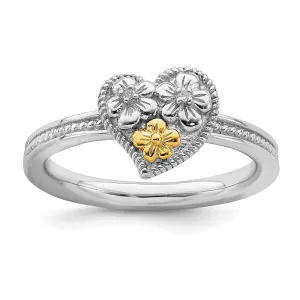 Stackable Expressions Jewelry Sterling Silver & 14k Stackable Expressions Diamond Heart Ring | QSK911