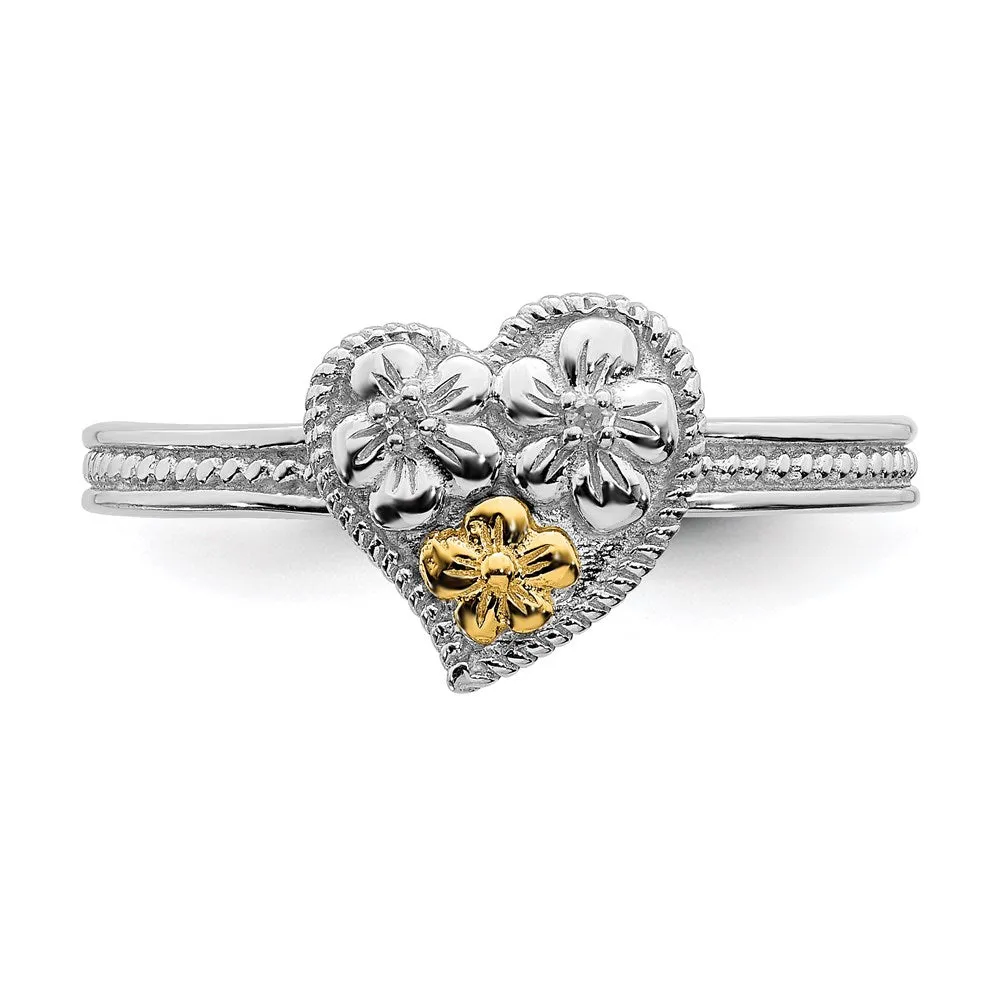 Stackable Expressions Jewelry Sterling Silver & 14k Stackable Expressions Diamond Heart Ring | QSK911