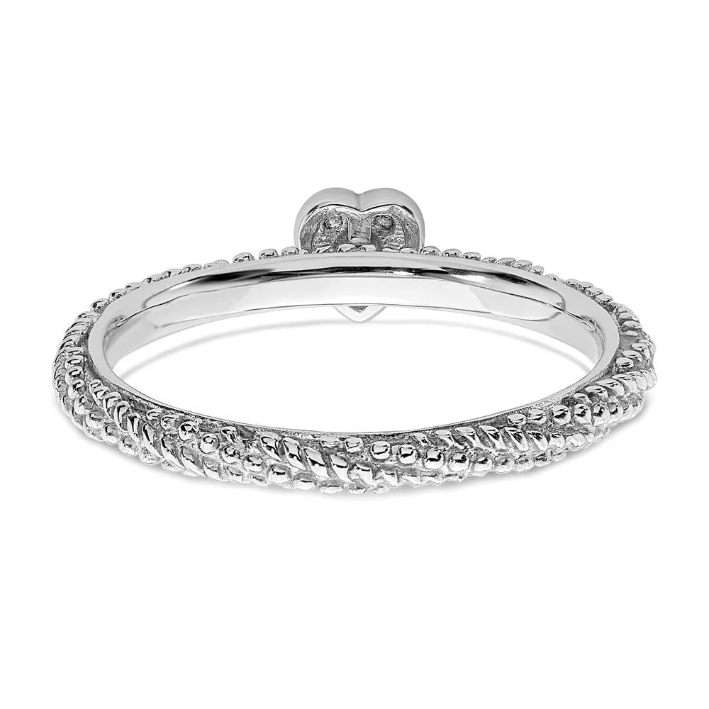 Stackable Expressions Jewelry Sterling Silver Diamond Stackable Expressions Textured Heart Ring | QSK1823