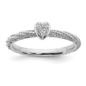 Stackable Expressions Jewelry Sterling Silver Diamond Stackable Expressions Textured Heart Ring | QSK1823