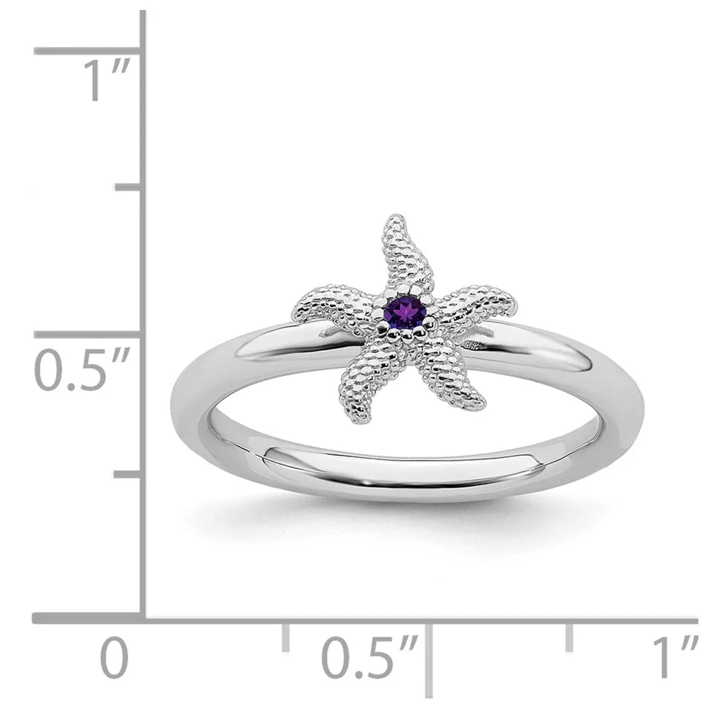 Stackable Expressions Jewelry Sterling Silver Stackable Expressions Amethyst Starfish Ring | QSK1860