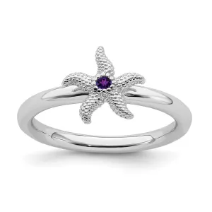 Stackable Expressions Jewelry Sterling Silver Stackable Expressions Amethyst Starfish Ring | QSK1860