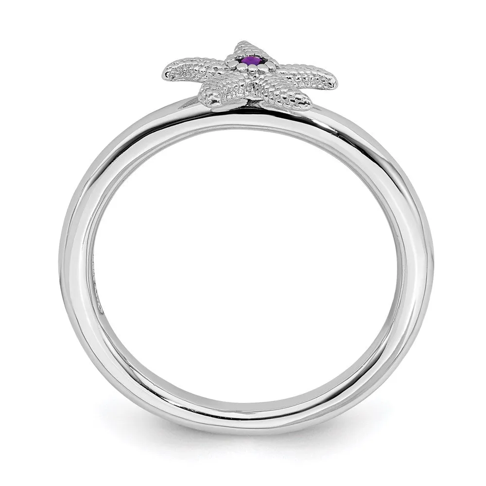 Stackable Expressions Jewelry Sterling Silver Stackable Expressions Amethyst Starfish Ring | QSK1860