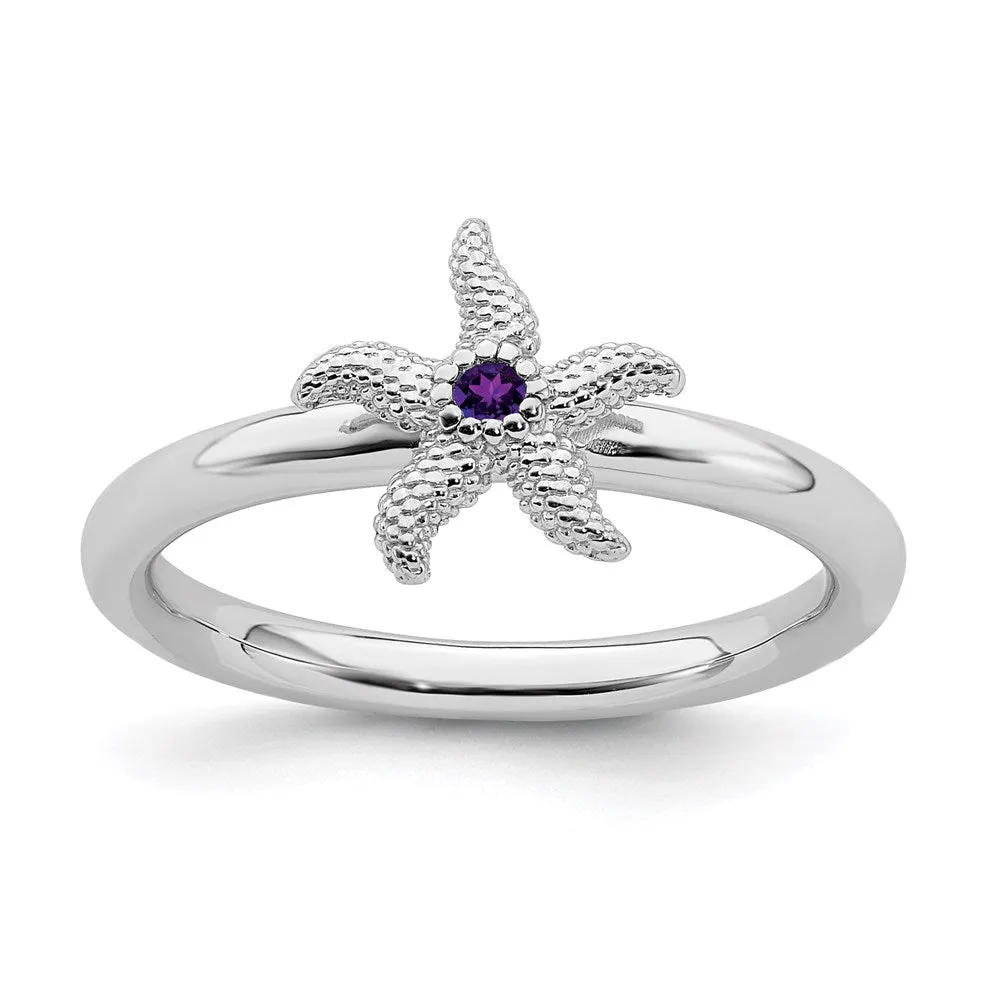Stackable Expressions Jewelry Sterling Silver Stackable Expressions Amethyst Starfish Ring | QSK1860
