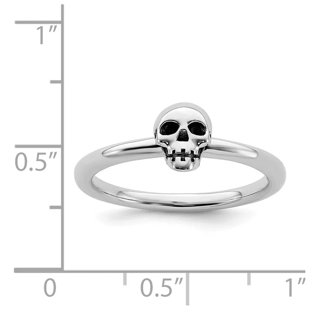 Stackable Expressions Jewelry Sterling Silver Stackable Expressions Antiqued Skull Ring | QSK1940