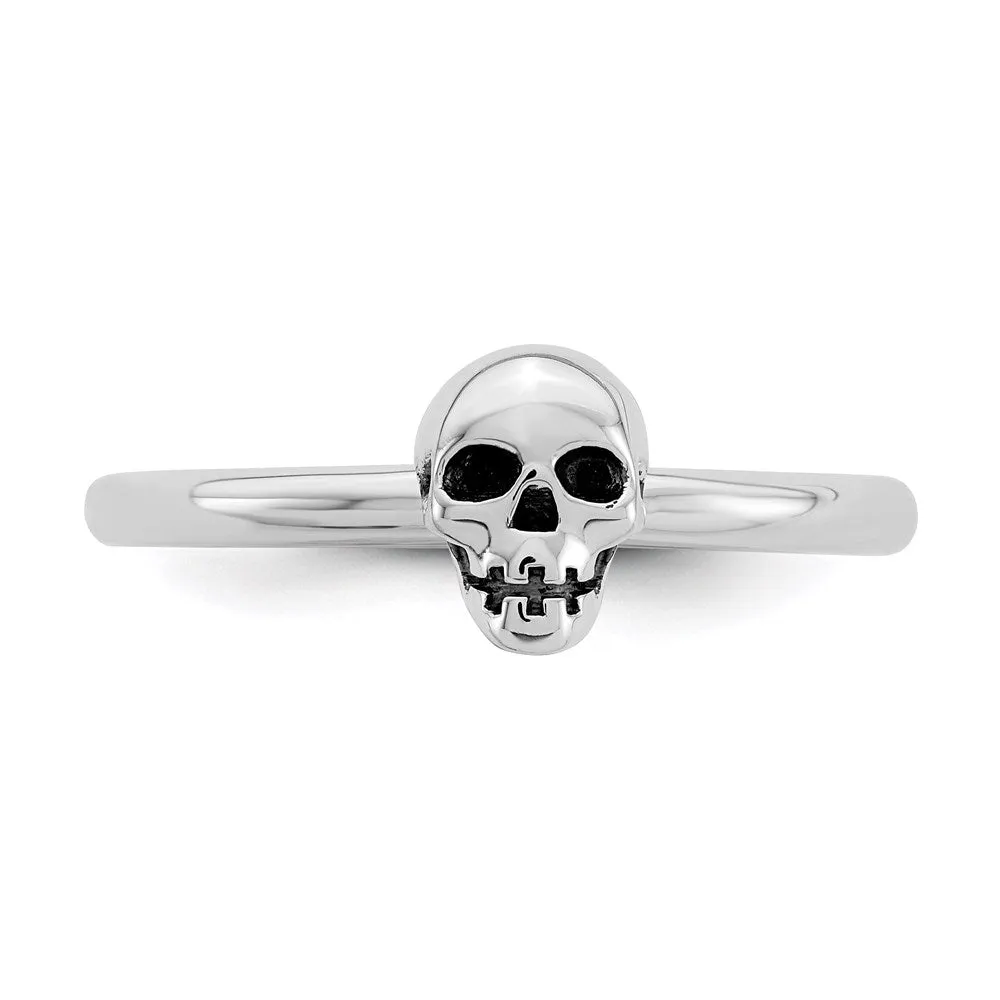 Stackable Expressions Jewelry Sterling Silver Stackable Expressions Antiqued Skull Ring | QSK1940