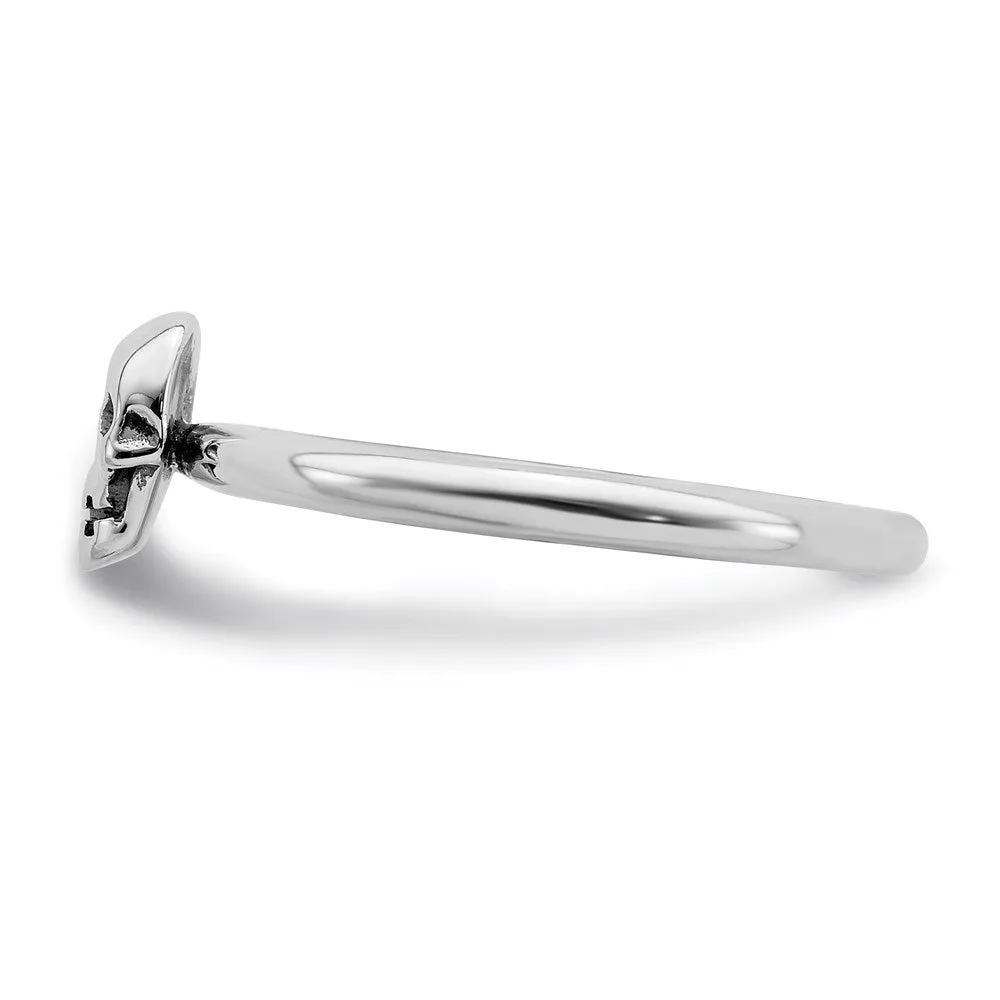 Stackable Expressions Jewelry Sterling Silver Stackable Expressions Antiqued Skull Ring | QSK1940