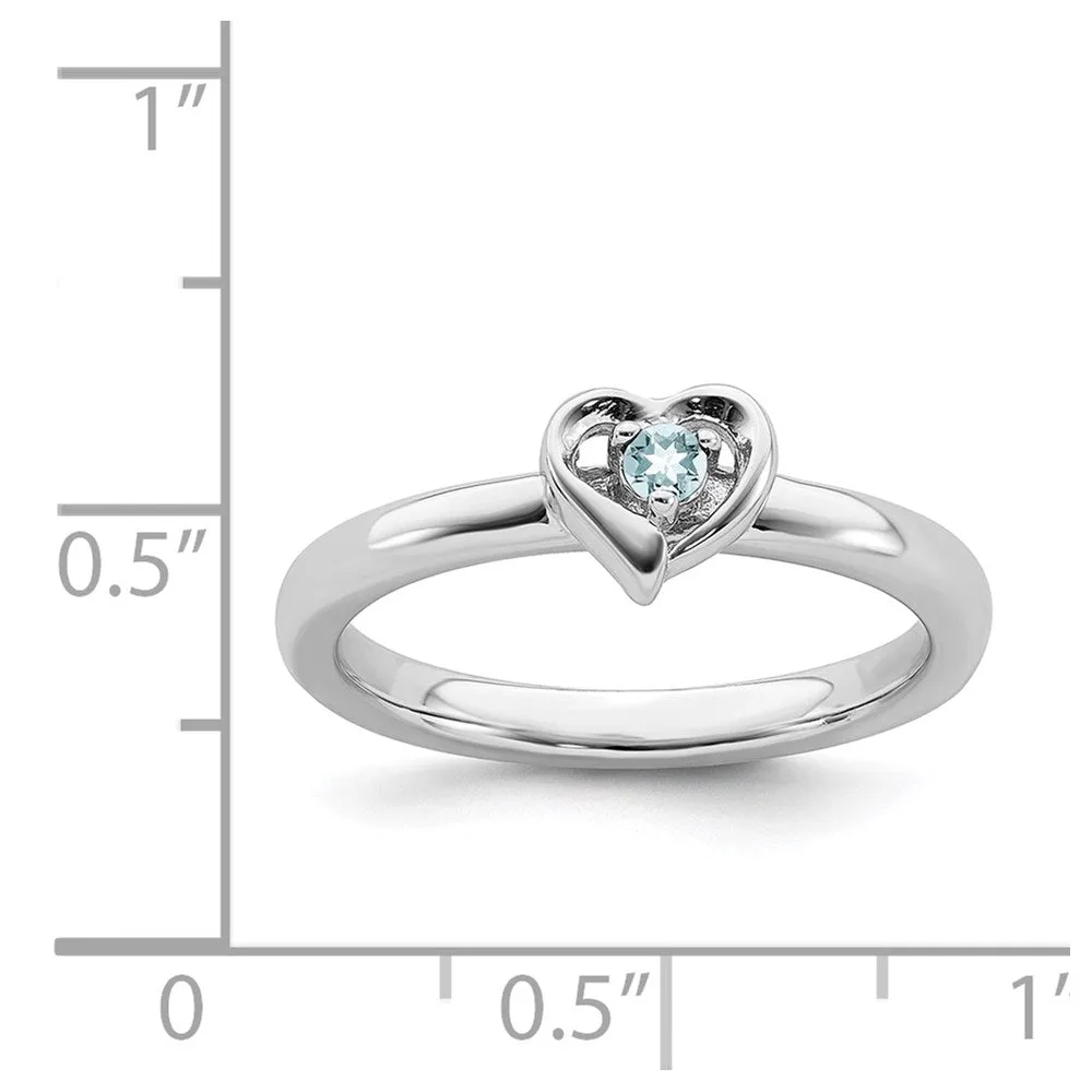 Stackable Expressions Jewelry Sterling Silver Stackable Expressions Aquamarine Heart Ring | QSK1524