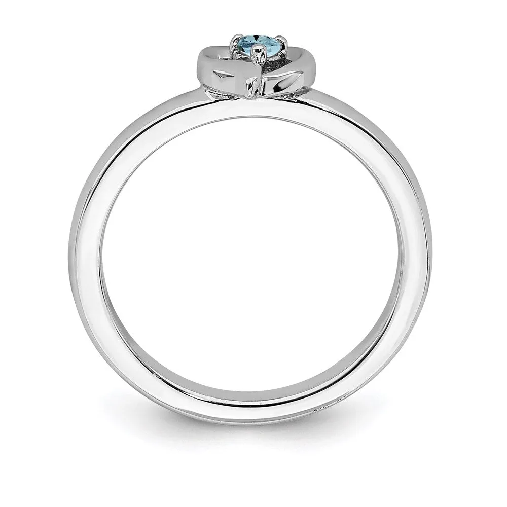 Stackable Expressions Jewelry Sterling Silver Stackable Expressions Aquamarine Heart Ring | QSK1524