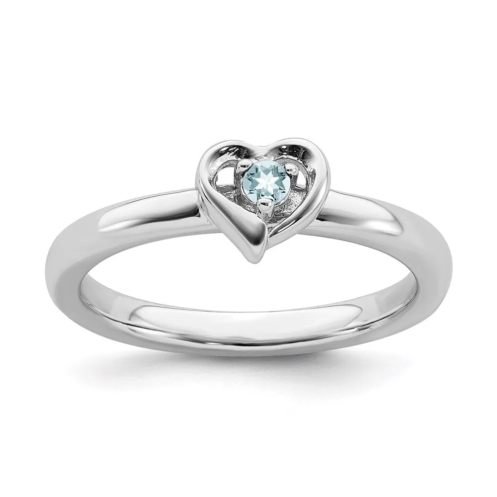 Stackable Expressions Jewelry Sterling Silver Stackable Expressions Aquamarine Heart Ring | QSK1524