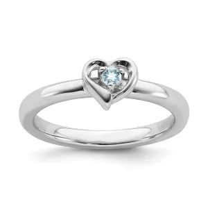 Stackable Expressions Jewelry Sterling Silver Stackable Expressions Aquamarine Heart Ring | QSK1524