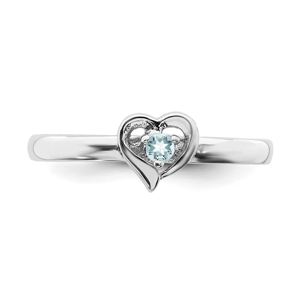 Stackable Expressions Jewelry Sterling Silver Stackable Expressions Aquamarine Heart Ring | QSK1524