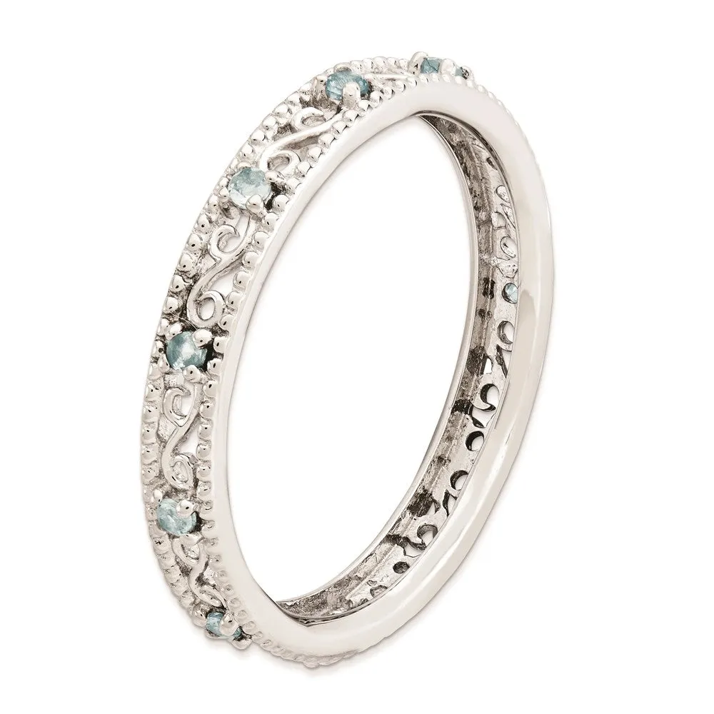 Stackable Expressions Jewelry Sterling Silver Stackable Expressions Aquamarine Ring | QSK1484