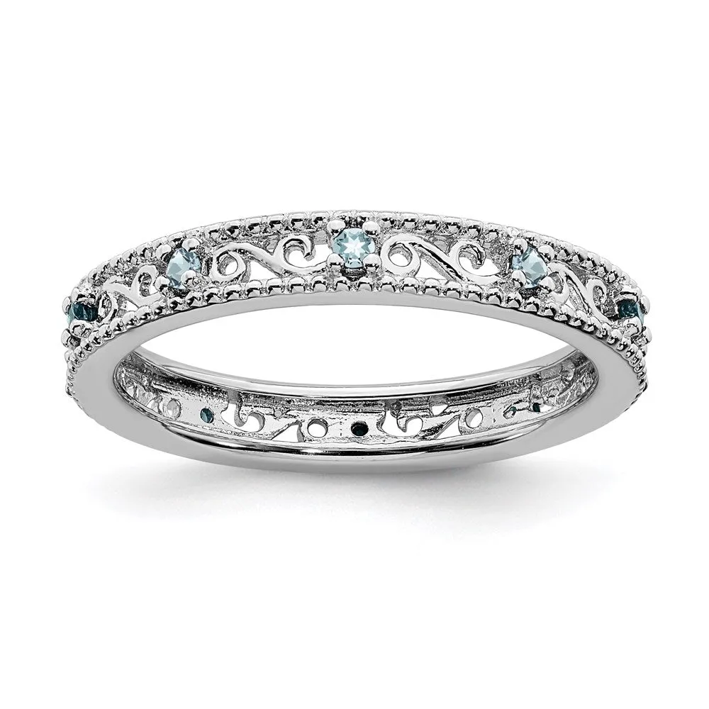 Stackable Expressions Jewelry Sterling Silver Stackable Expressions Aquamarine Ring | QSK1484
