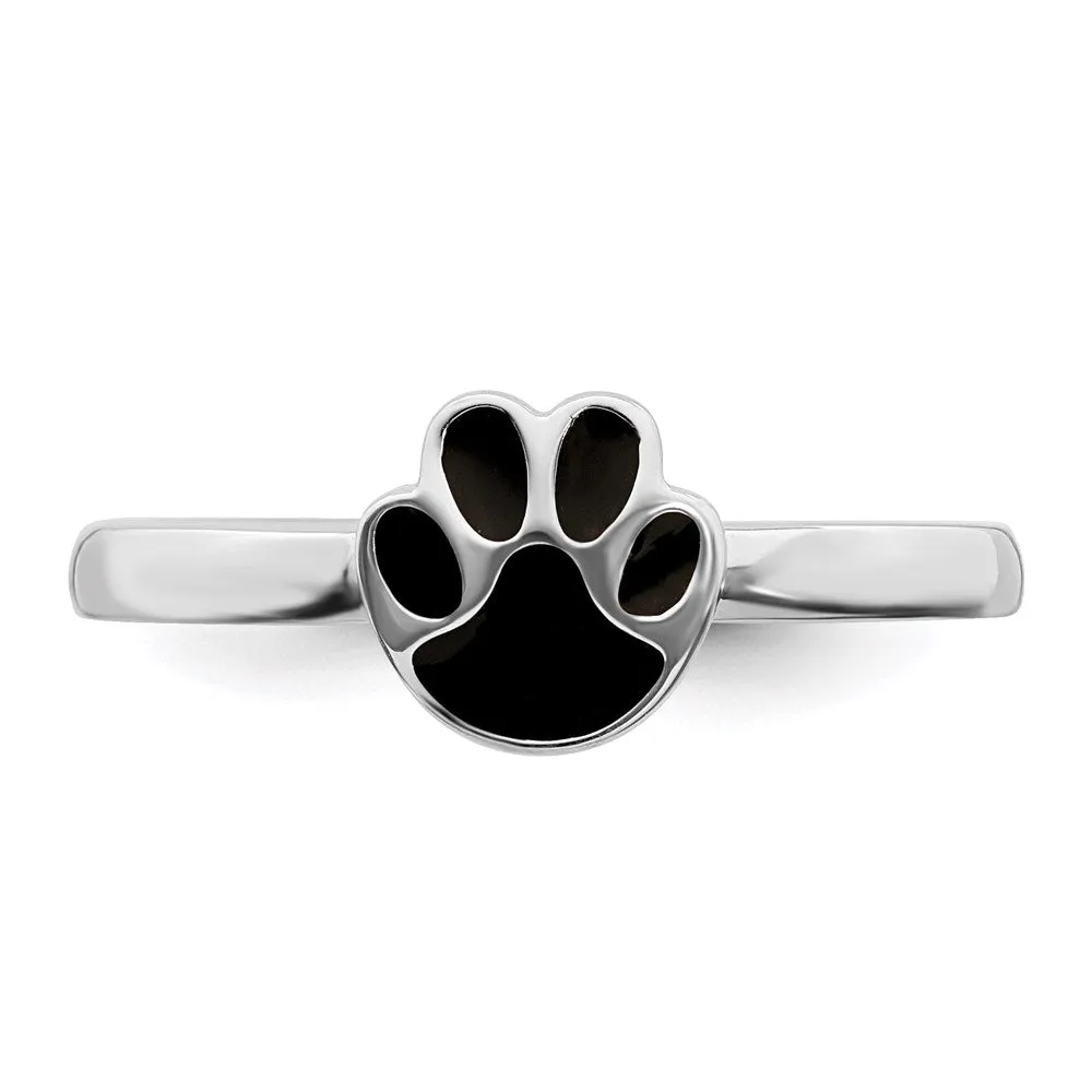 Stackable Expressions Jewelry Sterling Silver Stackable Expressions Black Enamel Ring | QSK1495