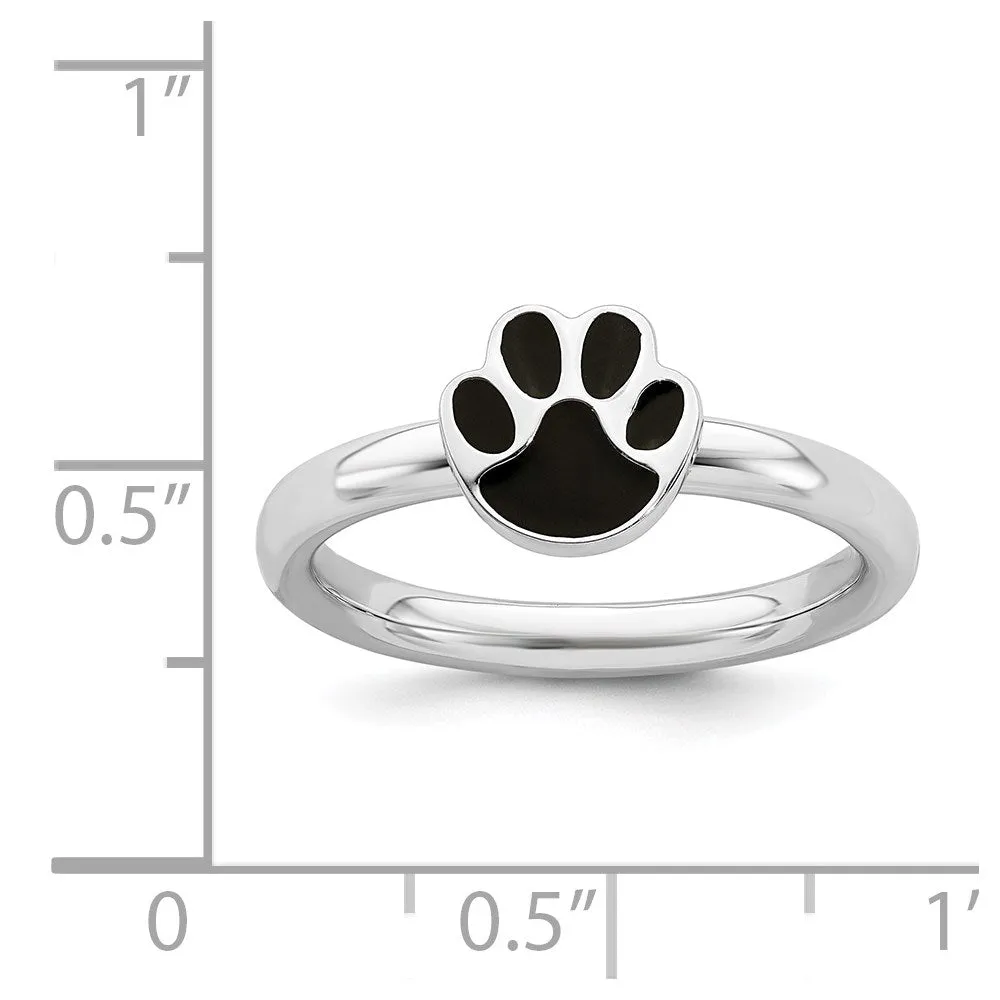 Stackable Expressions Jewelry Sterling Silver Stackable Expressions Black Enamel Ring | QSK1495