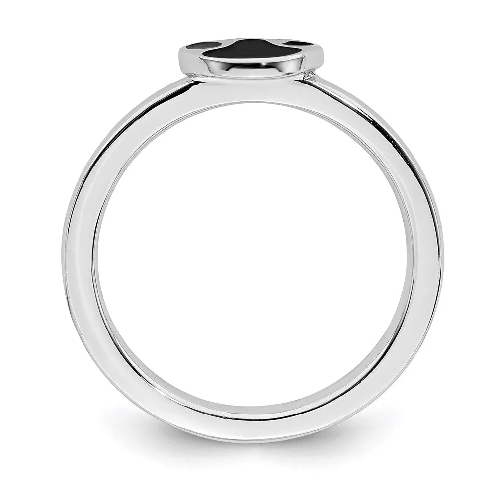 Stackable Expressions Jewelry Sterling Silver Stackable Expressions Black Enamel Ring | QSK1495