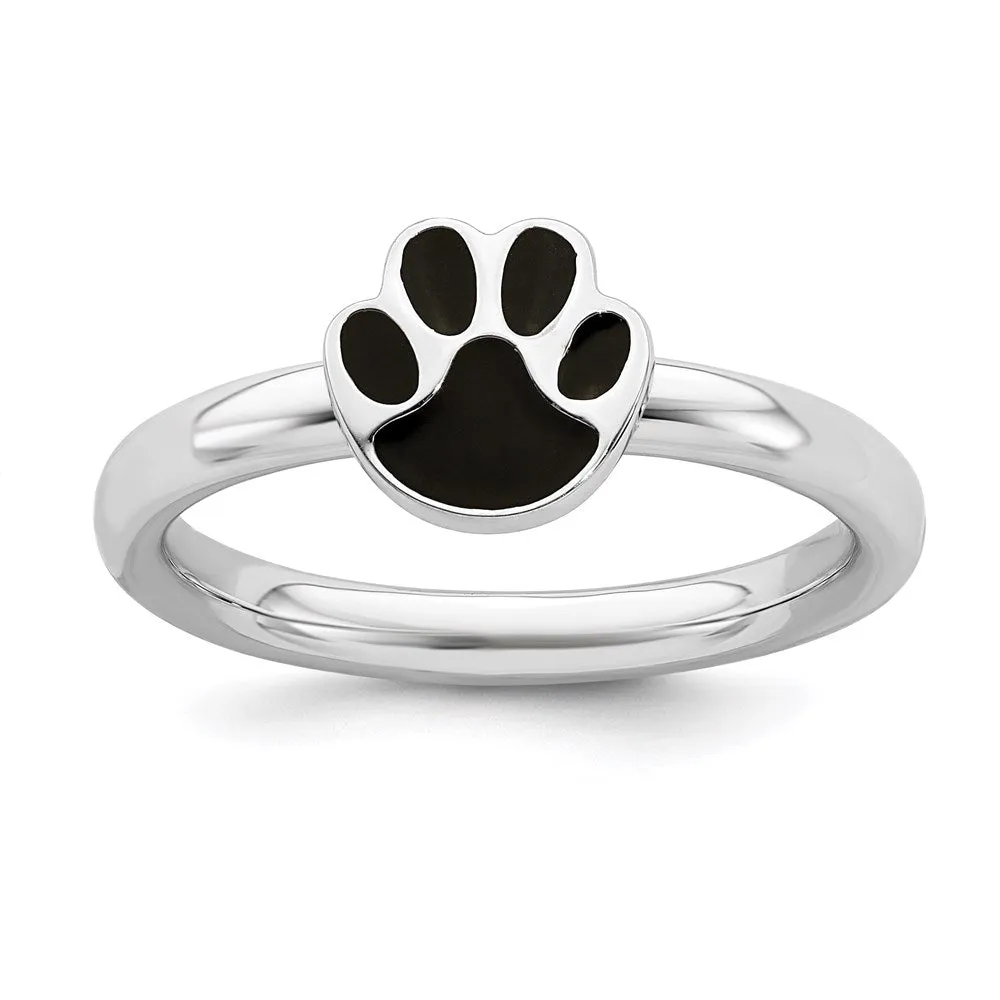 Stackable Expressions Jewelry Sterling Silver Stackable Expressions Black Enamel Ring | QSK1495