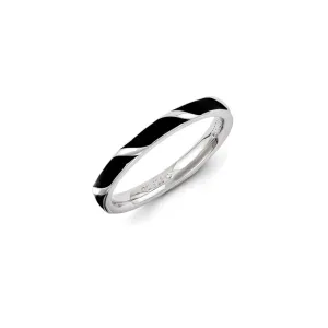 Stackable Expressions Jewelry Sterling Silver Stackable Expressions Black Enameled Ring | QSK1353