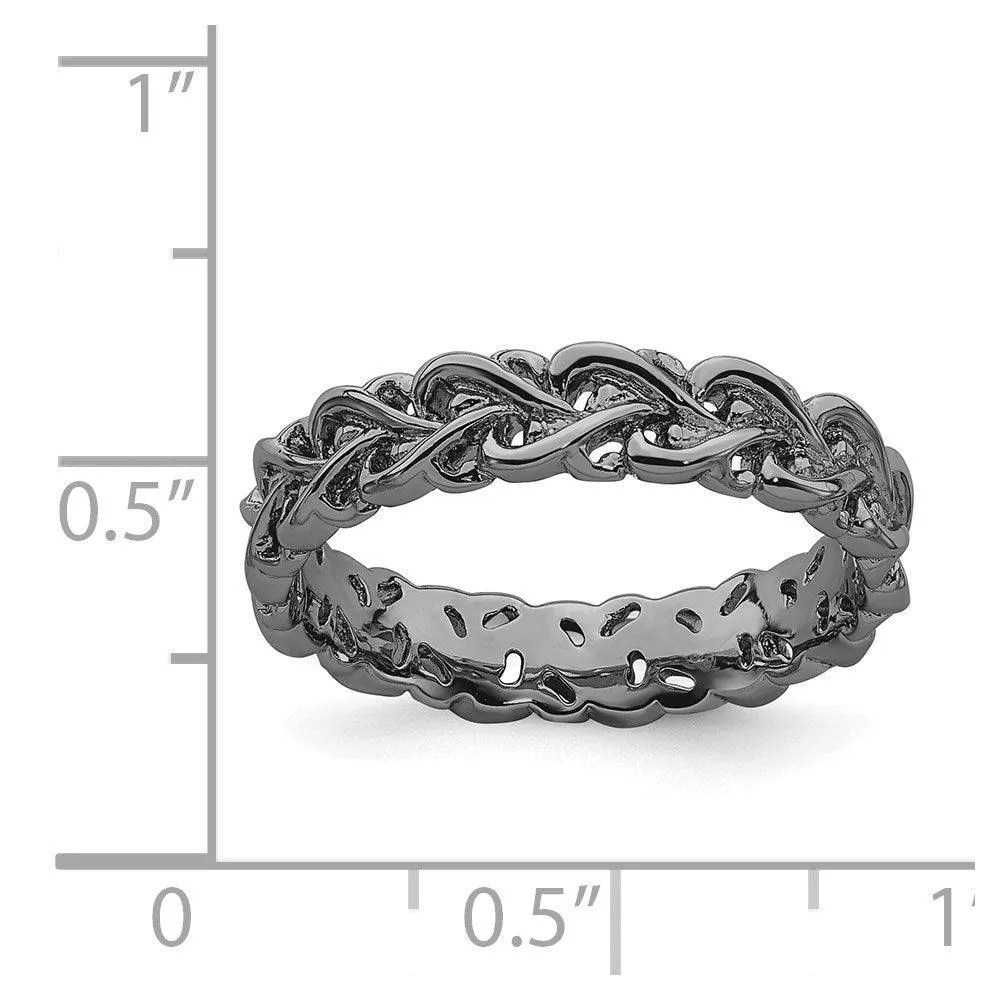 Stackable Expressions Jewelry Sterling Silver Stackable Expressions Black-plated Carved