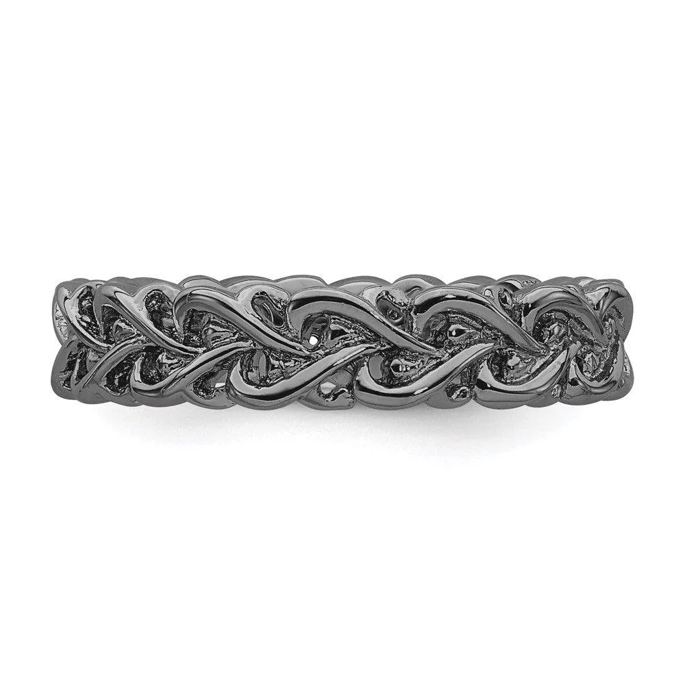 Stackable Expressions Jewelry Sterling Silver Stackable Expressions Black-plated Carved