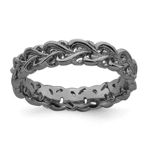 Stackable Expressions Jewelry Sterling Silver Stackable Expressions Black-plated Carved