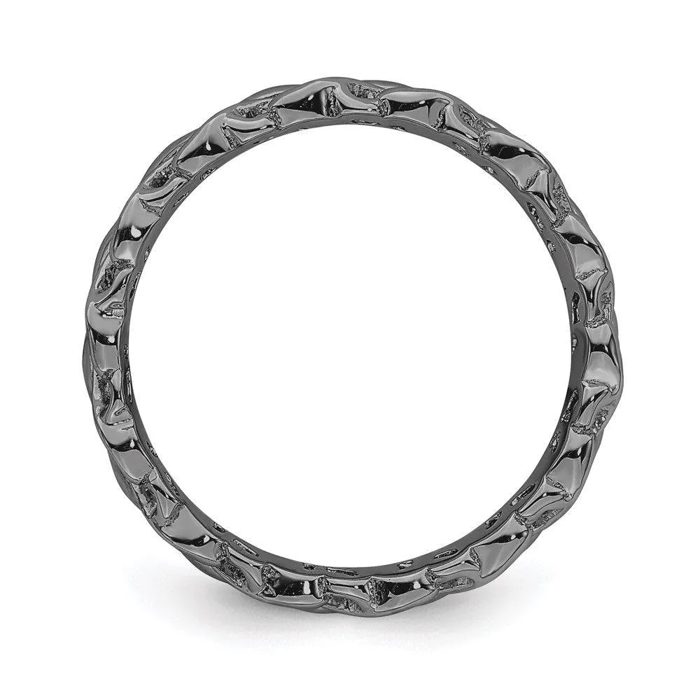 Stackable Expressions Jewelry Sterling Silver Stackable Expressions Black-plated Carved