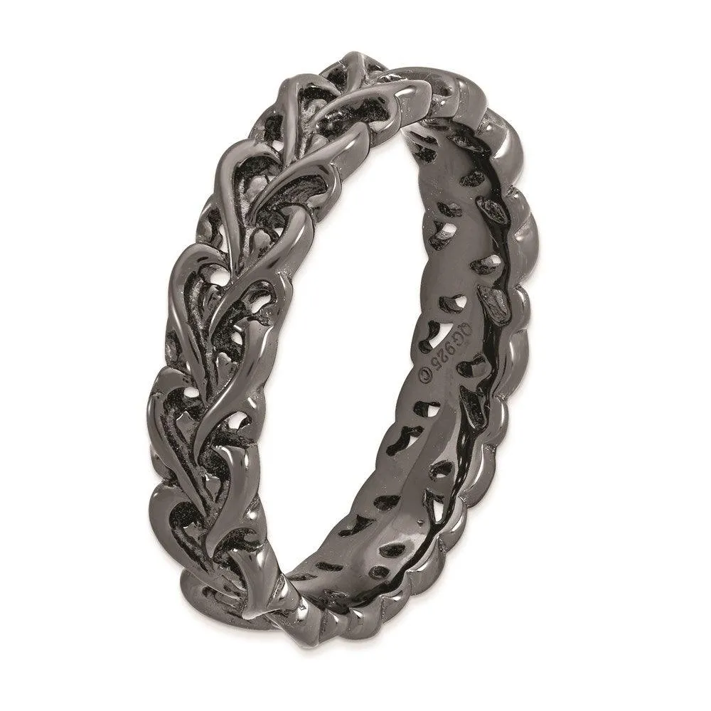 Stackable Expressions Jewelry Sterling Silver Stackable Expressions Black-plated Carved