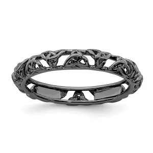 Stackable Expressions Jewelry Sterling Silver Stackable Expressions Black-plated Celtic Knot Ring | QSK2010