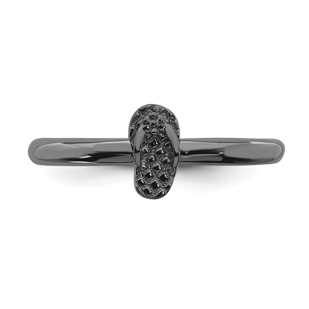 Stackable Expressions Jewelry Sterling Silver Stackable Expressions Black-plated Flip Flop Ring | QSK1967