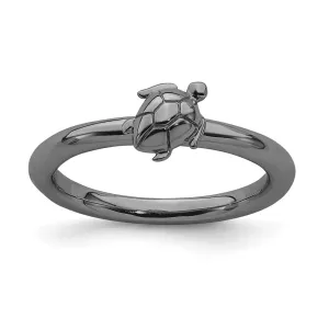 Stackable Expressions Jewelry Sterling Silver Stackable Expressions Black-plated Turtle Ring | QSK1955