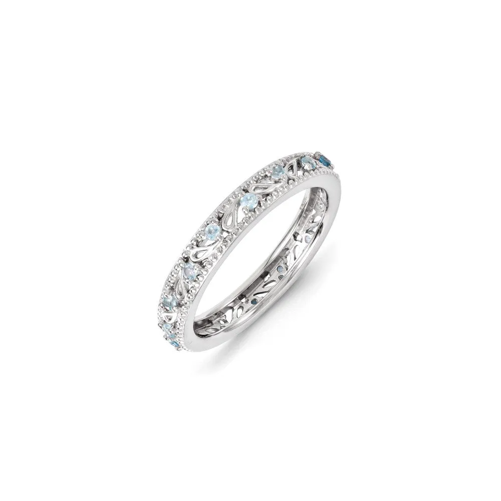 Stackable Expressions Jewelry Sterling Silver Stackable Expressions Blue Topaz Ring | QSK1238