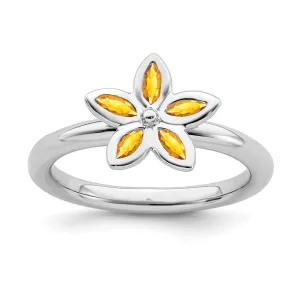 Stackable Expressions Jewelry Sterling Silver Stackable Expressions Citrine Flower Ring | QSK489