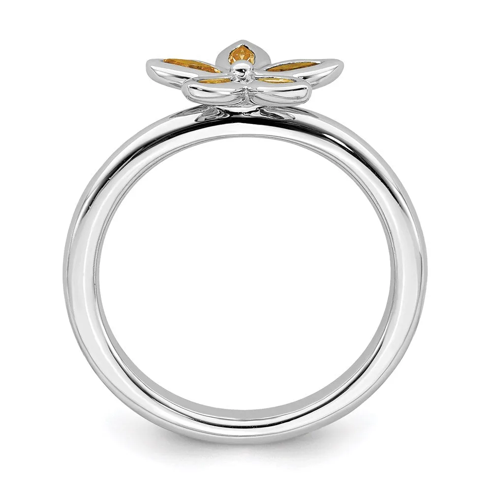 Stackable Expressions Jewelry Sterling Silver Stackable Expressions Citrine Flower Ring | QSK489