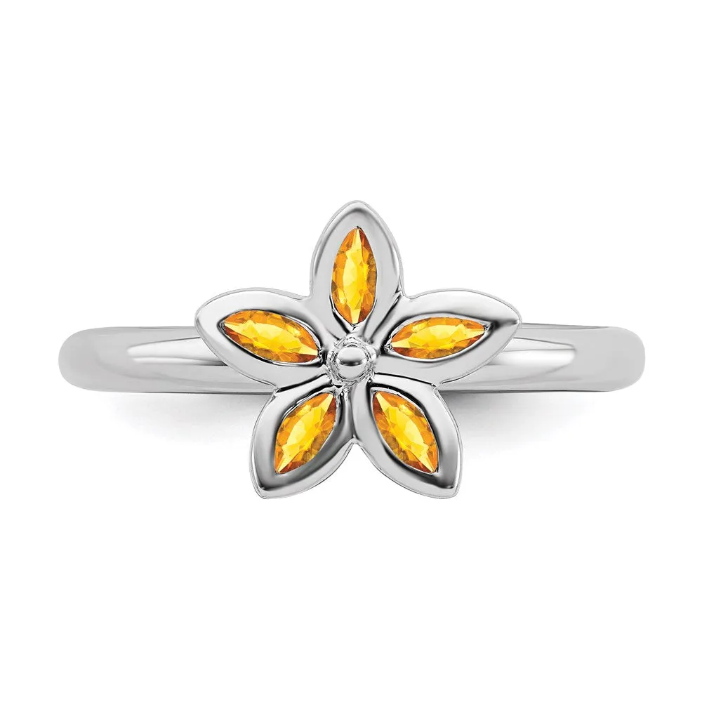 Stackable Expressions Jewelry Sterling Silver Stackable Expressions Citrine Flower Ring | QSK489