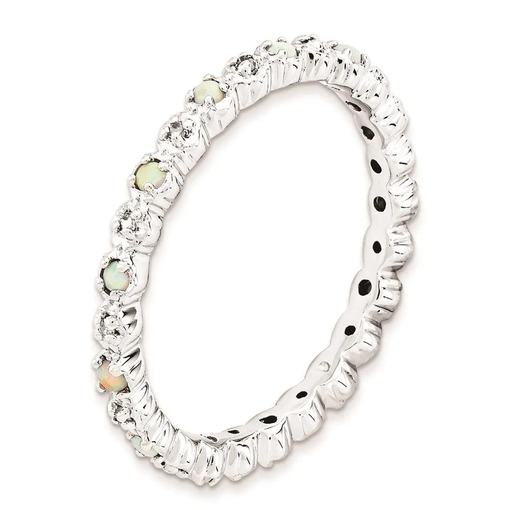 Stackable Expressions Jewelry Sterling Silver Stackable Expressions Created Opal & Diamond Ring | QSK991