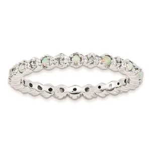 Stackable Expressions Jewelry Sterling Silver Stackable Expressions Created Opal & Diamond Ring | QSK991