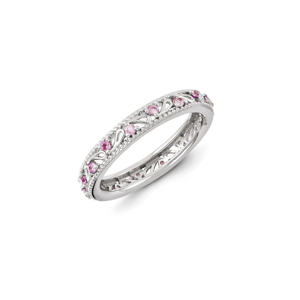 Stackable Expressions Jewelry Sterling Silver Stackable Expressions Created Pink Sapphire Ring | QSK1232