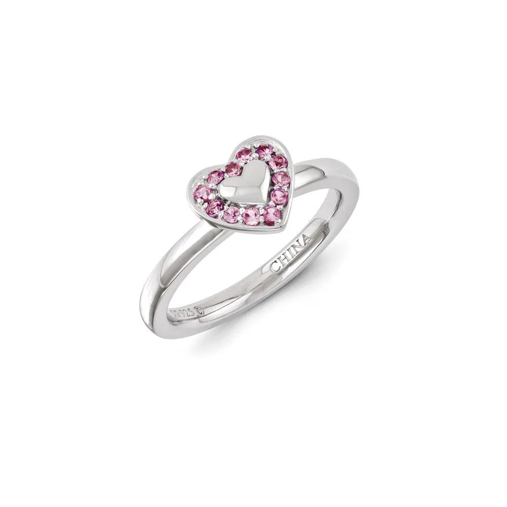 Stackable Expressions Jewelry Sterling Silver Stackable Expressions Created Pink Sapphire Ring | QSK1252