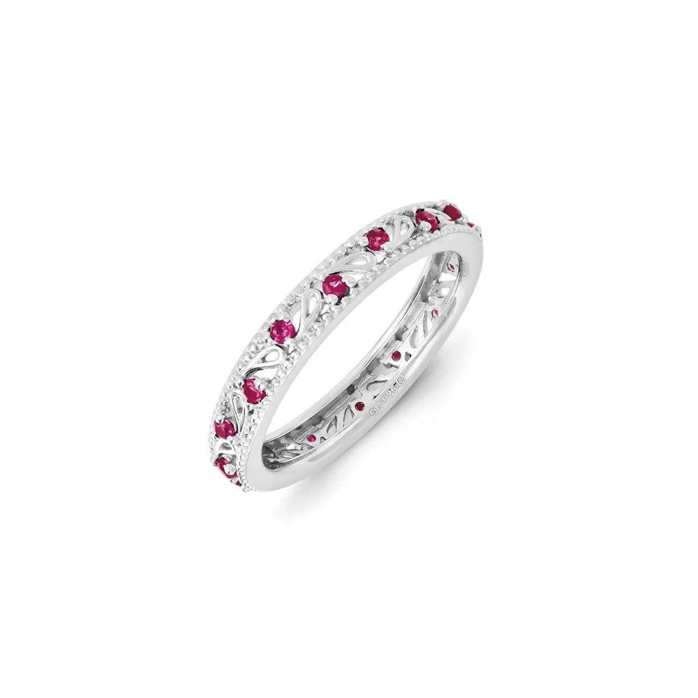 Stackable Expressions Jewelry Sterling Silver Stackable Expressions Created Ruby Ring | QSK1233