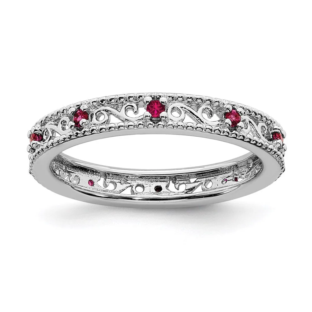 Stackable Expressions Jewelry Sterling Silver Stackable Expressions Created Ruby Ring | QSK1488