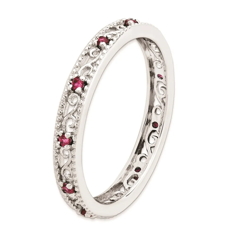 Stackable Expressions Jewelry Sterling Silver Stackable Expressions Created Ruby Ring | QSK1488