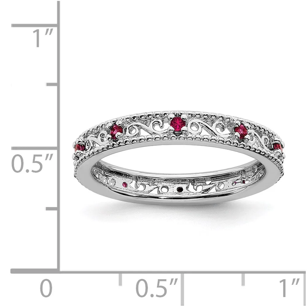 Stackable Expressions Jewelry Sterling Silver Stackable Expressions Created Ruby Ring | QSK1488