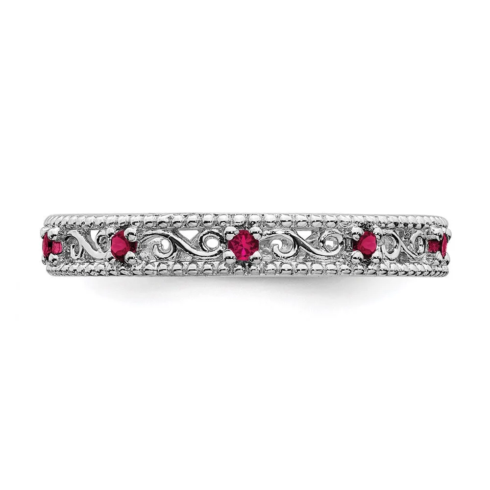 Stackable Expressions Jewelry Sterling Silver Stackable Expressions Created Ruby Ring | QSK1488
