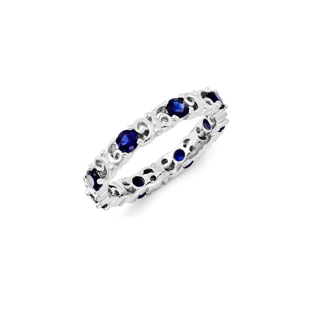 Stackable Expressions Jewelry Sterling Silver Stackable Expressions Created Sapphire Ring | QSK1221